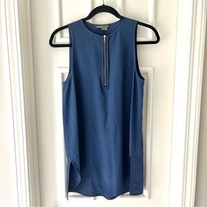 Vince Blue Silk Zippered Tank Top